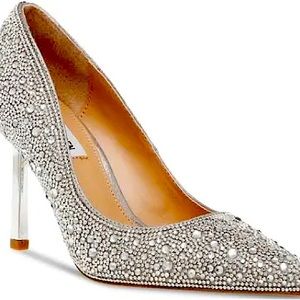 STEVE MADDEN Rhinestone Disco Pumps- Silver-Size 8.5(SEE ACTUAL PHOTOS)